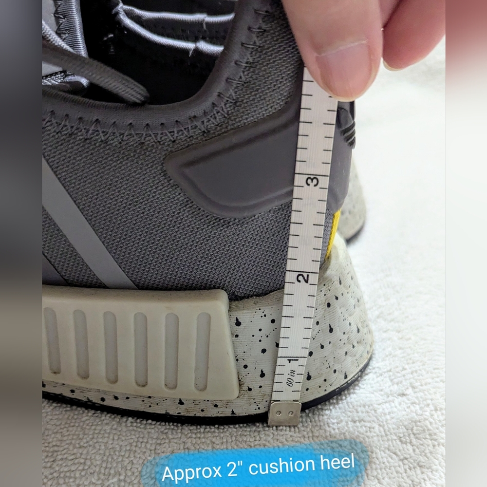 Adidas Size 12 men's EUC, NMD_R1 in grey w/yellow accents *sold out online* - Picture 8 of 16